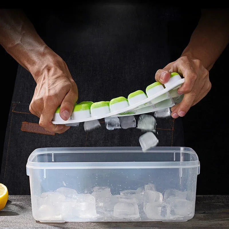 Ice Cube Tray Mold with Lid Silicone Square 14 Cube