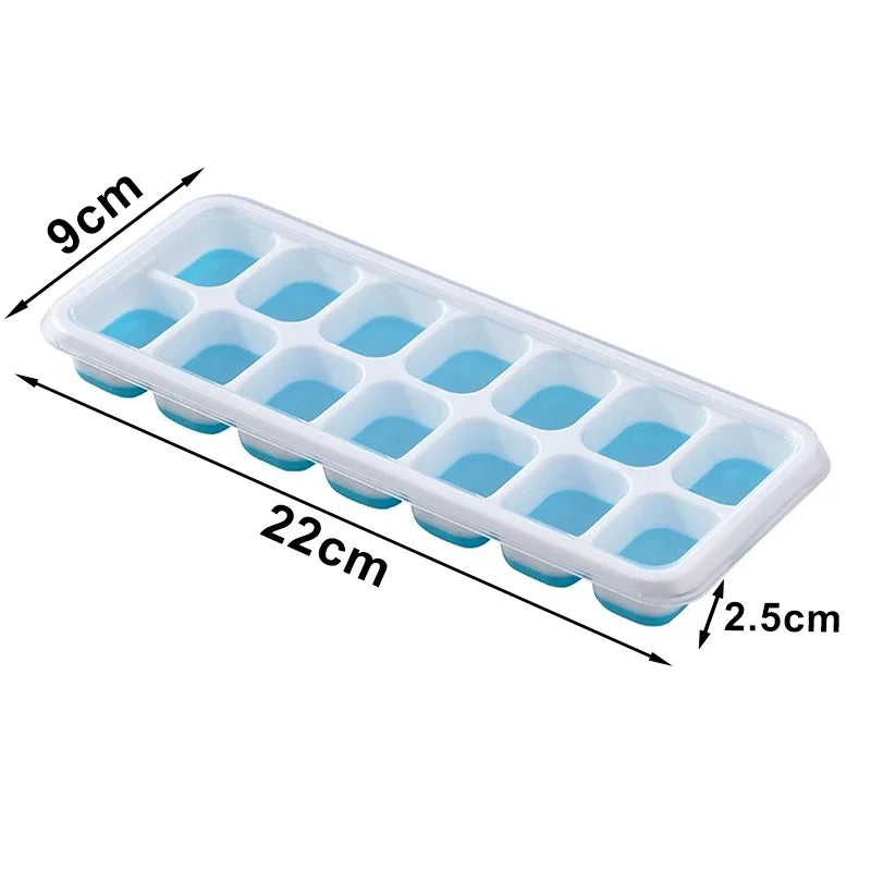 Ice Cube Tray Mold with Lid Silicone Square 14 Cube