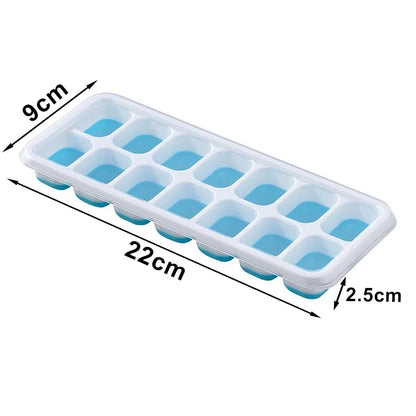 Ice Cube Tray Mold with Lid Silicone Square 14 Cube
