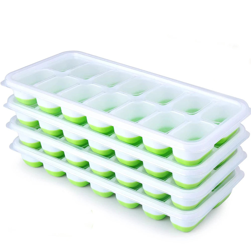 Ice Cube Tray Mold with Lid Silicone Square 14 Cube