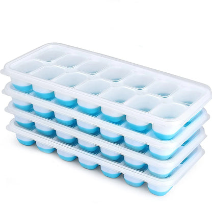 Ice Cube Tray Mold with Lid Silicone Square 14 Cube