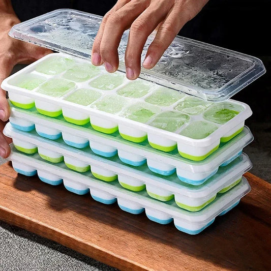 Ice Cube Tray Mold with Lid Silicone Square 14 Cube